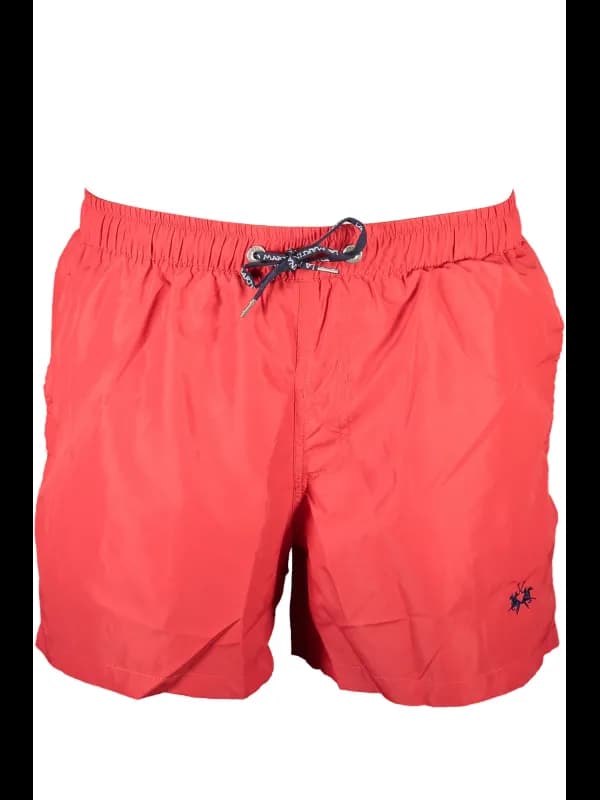 LA MARTINA Rote Badeboxer mit Taschen und Innen-Slip, Größe S