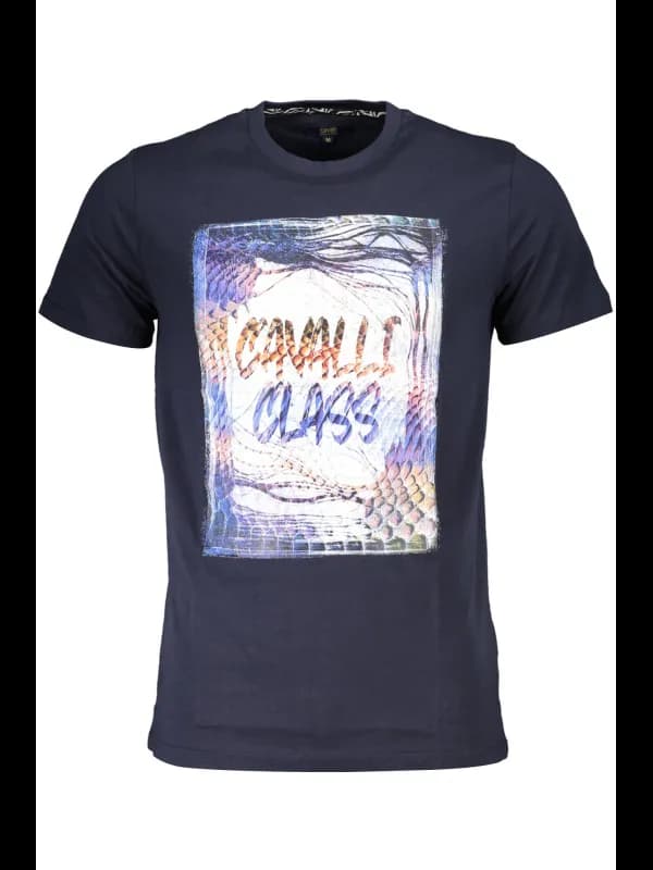 Cavalli Class Cavalli Kurzarm TShirt Blau mit Rundhals und L, Größe 2XL