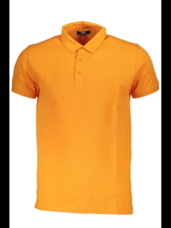 Cavalli Class Poloshirt Orange Stickerei Knopfleiste, Größe 2XL