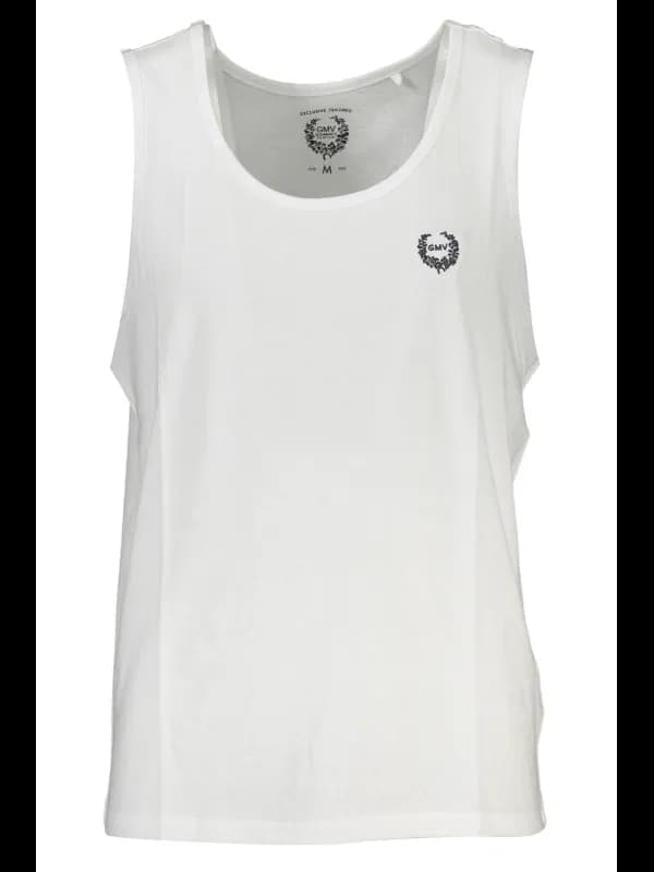 GIAN MARCO VENTURI Tanktop Rundhals Sticklogo Hemd Bianco Wh, Größe 2XL