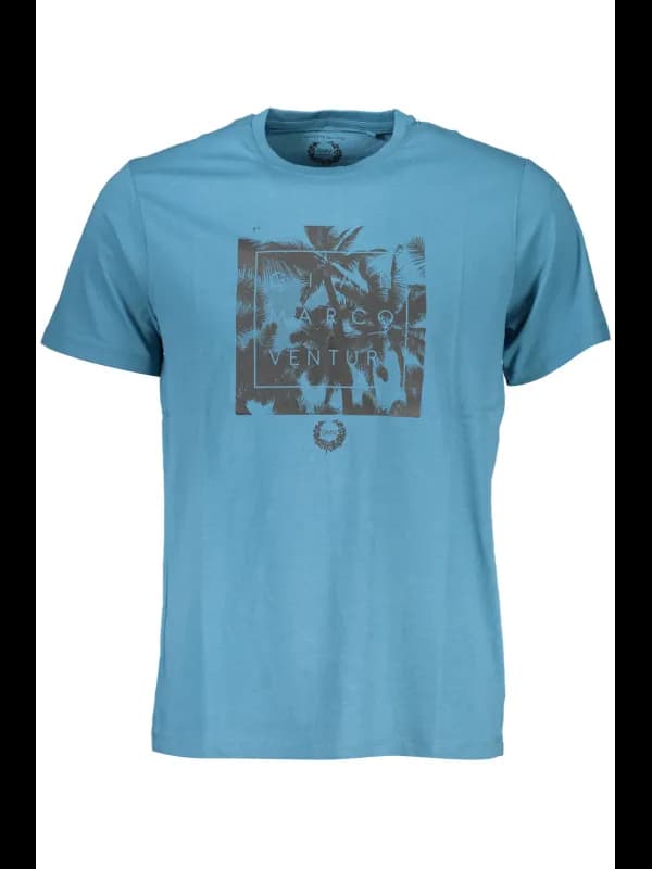 GIAN MARCO VENTURI Blaues Logo TShirt Rundhals Kurzarm, Größe 2XL