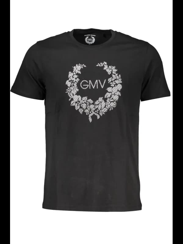 GIAN MARCO VENTURI Schwarz Kurzarmshirt Rundhals Logo, Größe 2XL