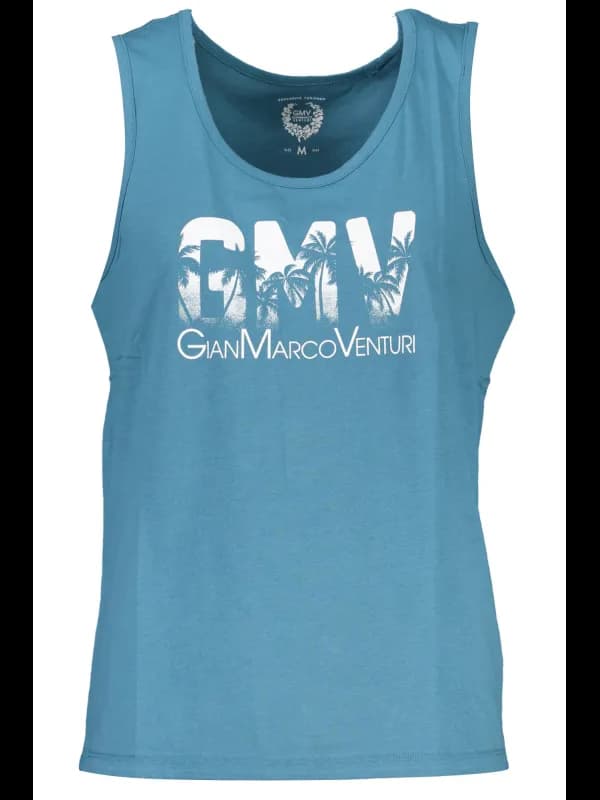 GIAN MARCO VENTURI Tank Top Blau mit Logo Druck, Größe 2XL