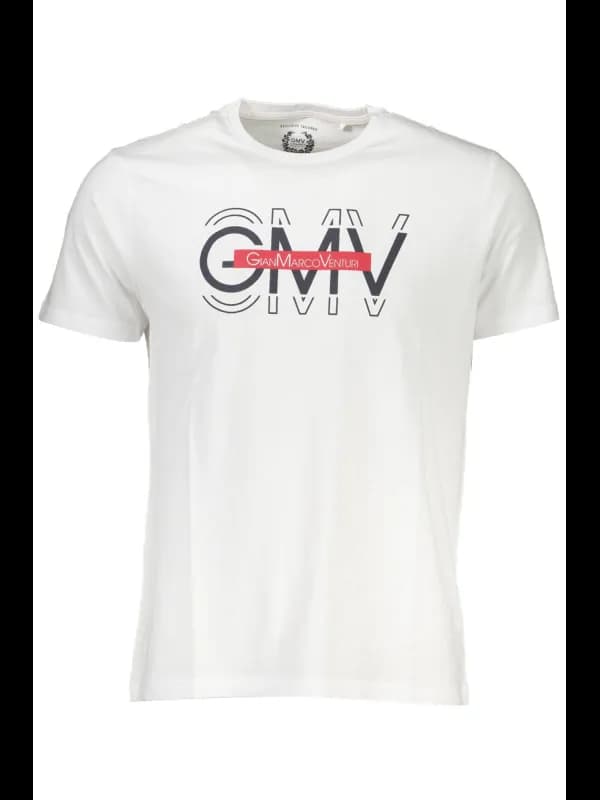 GIAN MARCO VENTURI WEISSES LOGO TSHIRT RUNDHALS, Größe 2XL