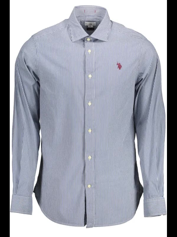 U.S. POLO Schlankes Langarmhemd mit Stickerei und Logo Blau, Größe 2XL