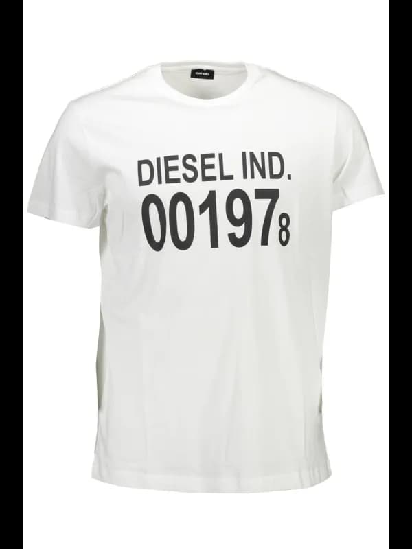 Diesel Kurzarmshirt Weiß Rundhals Logo, Größe XL