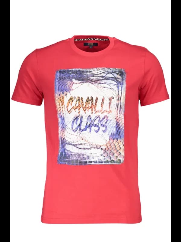 Cavalli Class Rotes Logo TShirt Rundhals Kurzarm, Größe 2XL
