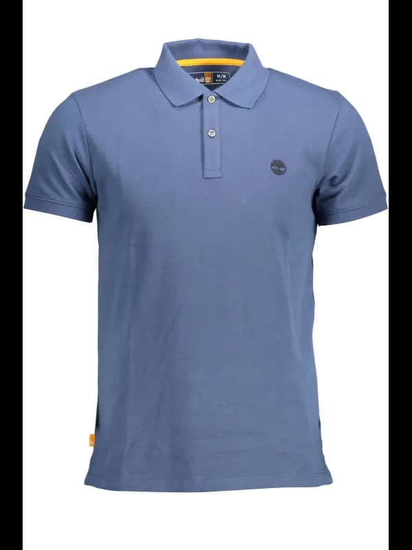 Timberland Blaues Slim Fit Poloshirt mit Logo Stickerei, Größe S
