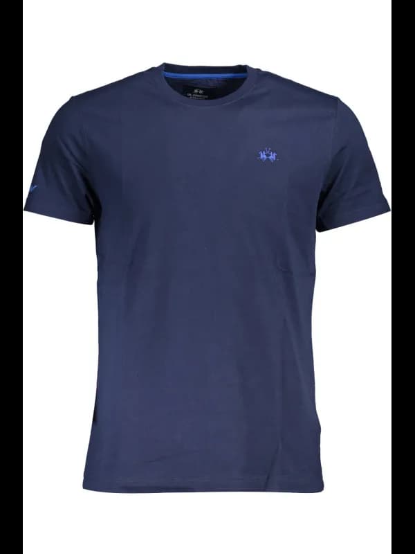 LA MARTINA Blaues Kurzarm TShirt mit Rundhals und Logo Stick, Größe 2XL