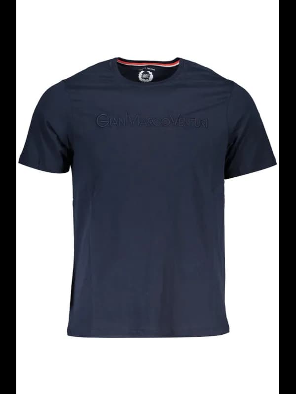 GIAN MARCO VENTURI Blaues Kurzarm TShirt Rundhals Logo, Größe 2XL