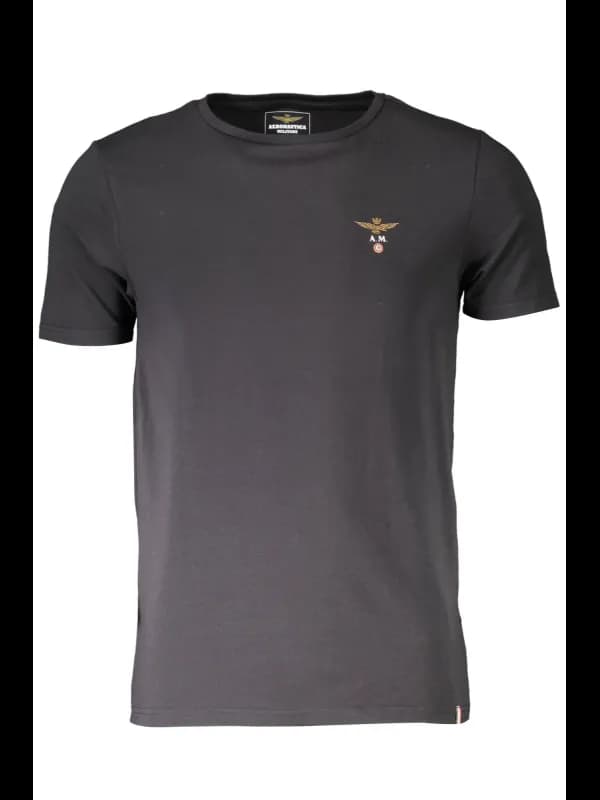 AERONAUTICA MILITARE SCHWARZES OUTDOOR TSHIRT KURZARM, Größe XL
