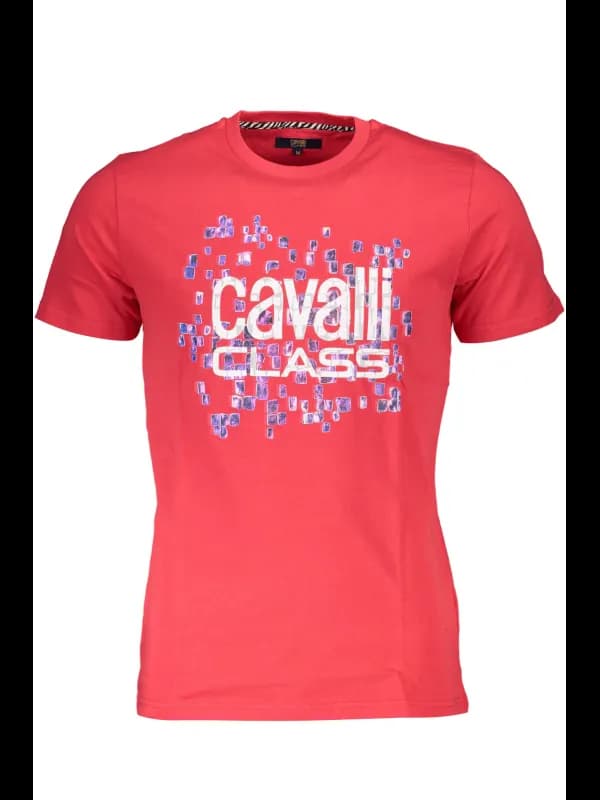 Cavalli Class Rot Kurzarmshirt Logo Rundhals T-Shirt, Größe 2XL