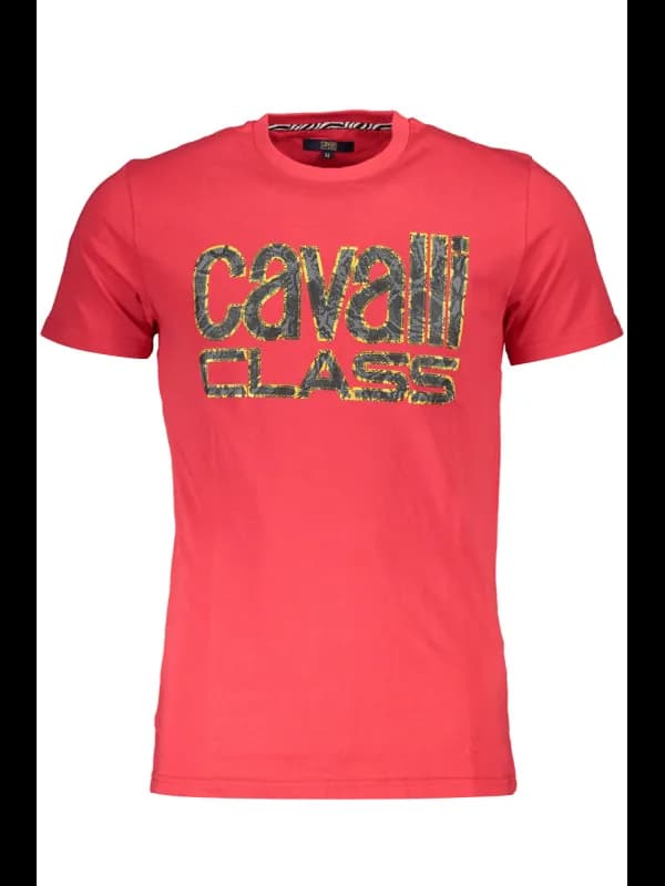 Cavalli Class Rundhals Logo TShirt Rot, Größe XL