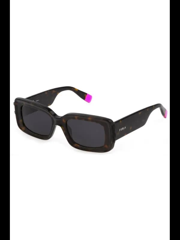 Furla Rechteckige Sonnenbrille Schwarz Kontrast, Größe UNI
