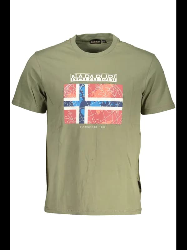 Napapijri TShirt Kurzarm Grün mit Logo Print, Größe S