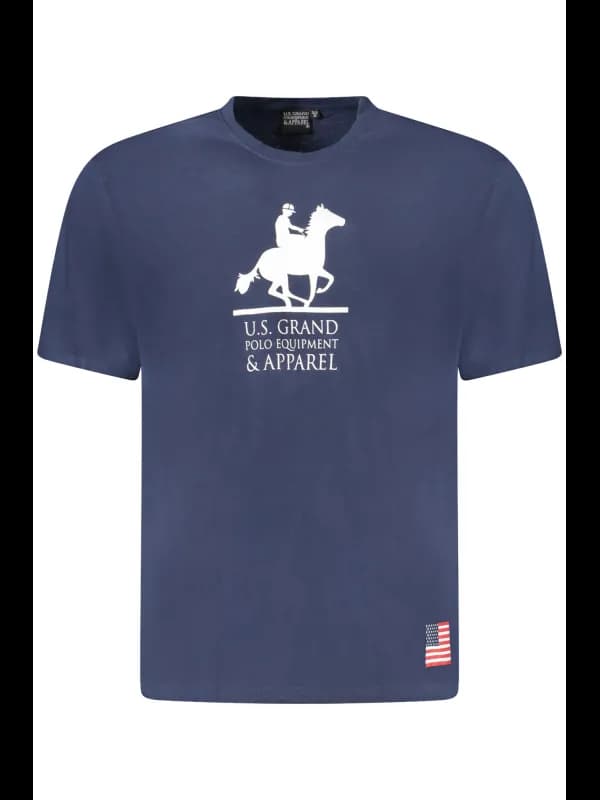 U.S. GRAND POLO Polo Kurzarmshirt Navy mit Rundhals und Logo, Größe 3XL