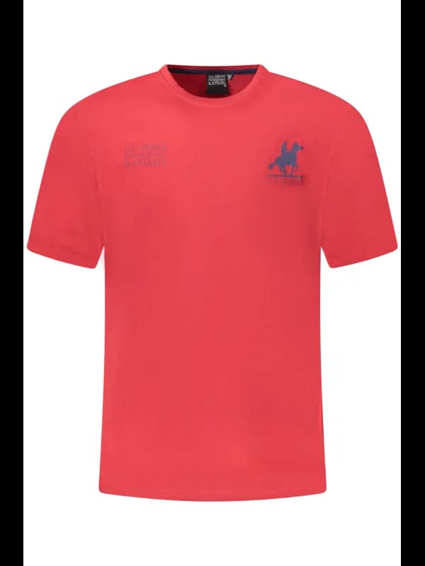 U.S. GRAND POLO US Grand Polo Kurzarmshirt Rot Rundhals Logo, Größe 3XL