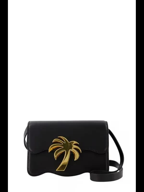 Palm Angels Damen Umhängetasche Schwarz Leder Herbst Winter, Größe UNICA