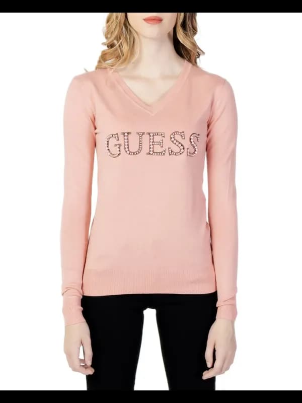 Guess Glamour V-Neck Pullover Rosa, Größe XS