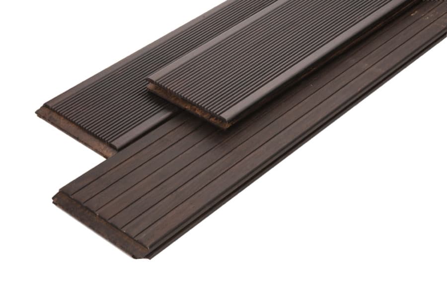 Lames de terrasse en bambou, rainurées grossièrement / rainurées finement, espresso, 20 x 139 x 1870 mm, 3 pcs / PE