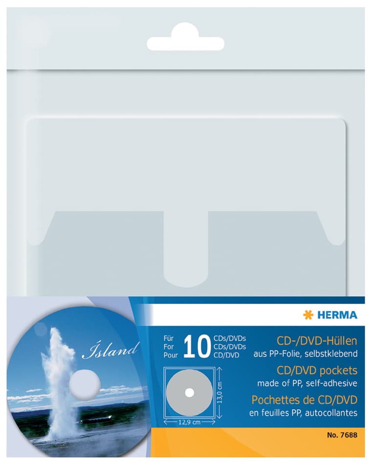 HERMA Selbstklebetasche für 1 CD/DVD, aus PP, transparent