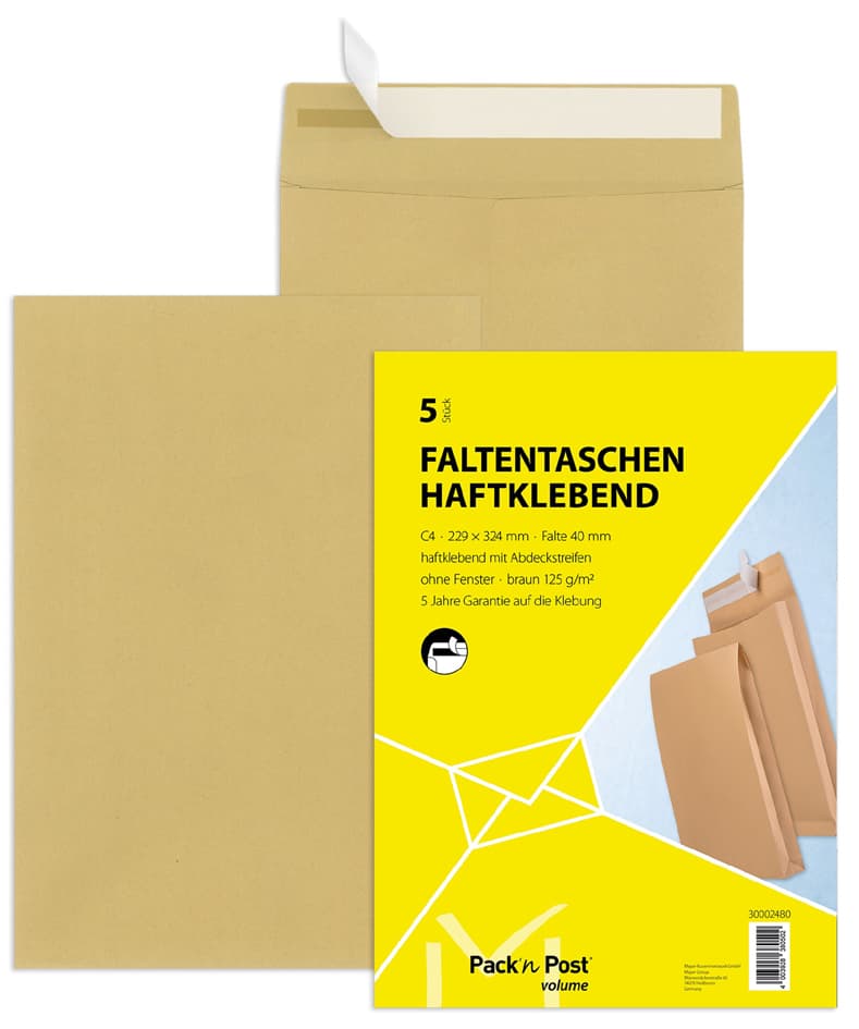 MAILmedia Faltenversandtasche B4, ohne Fenster, braun
