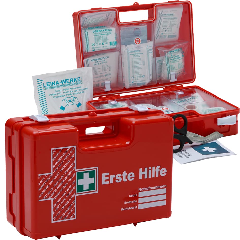 LEINA Erste-Hilfe-Koffer SAN, Inhalt DIN 13169, orange