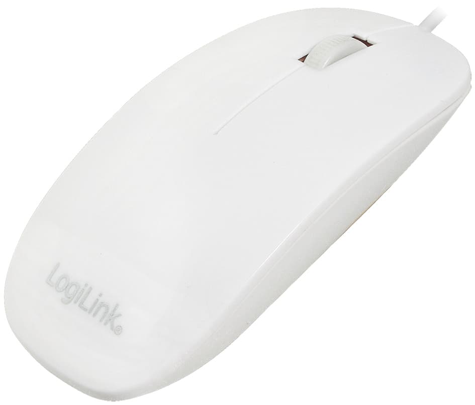 LogiLink Optische Maus, flach, kabelgebunden, weiß