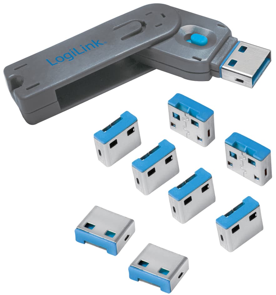 LogiLink USB Sicherheitsschloss, 1 Schlüssel / 8 Schlösser