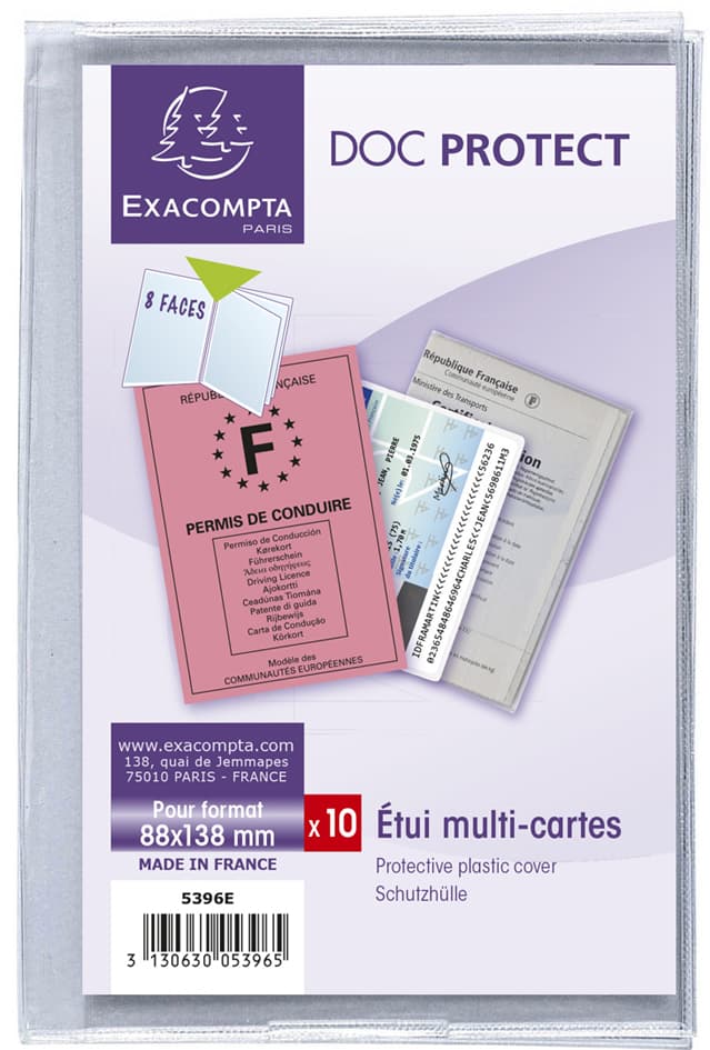 EXACOMPTA Ausweishülle, PVC, 4-fach, 0,20 mm, 88 x 138 mm