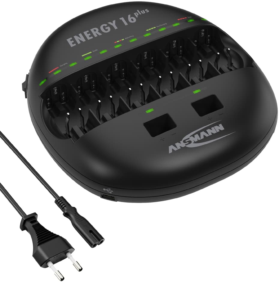ANSMANN Ladestation , Energy 16 plus, , mit 2 USB-Ladebuchsen