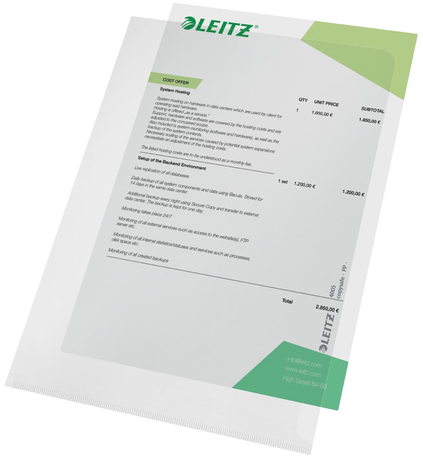 LEITZ Sichthülle Standard, A5, PP, genarbt, 0,13 mm