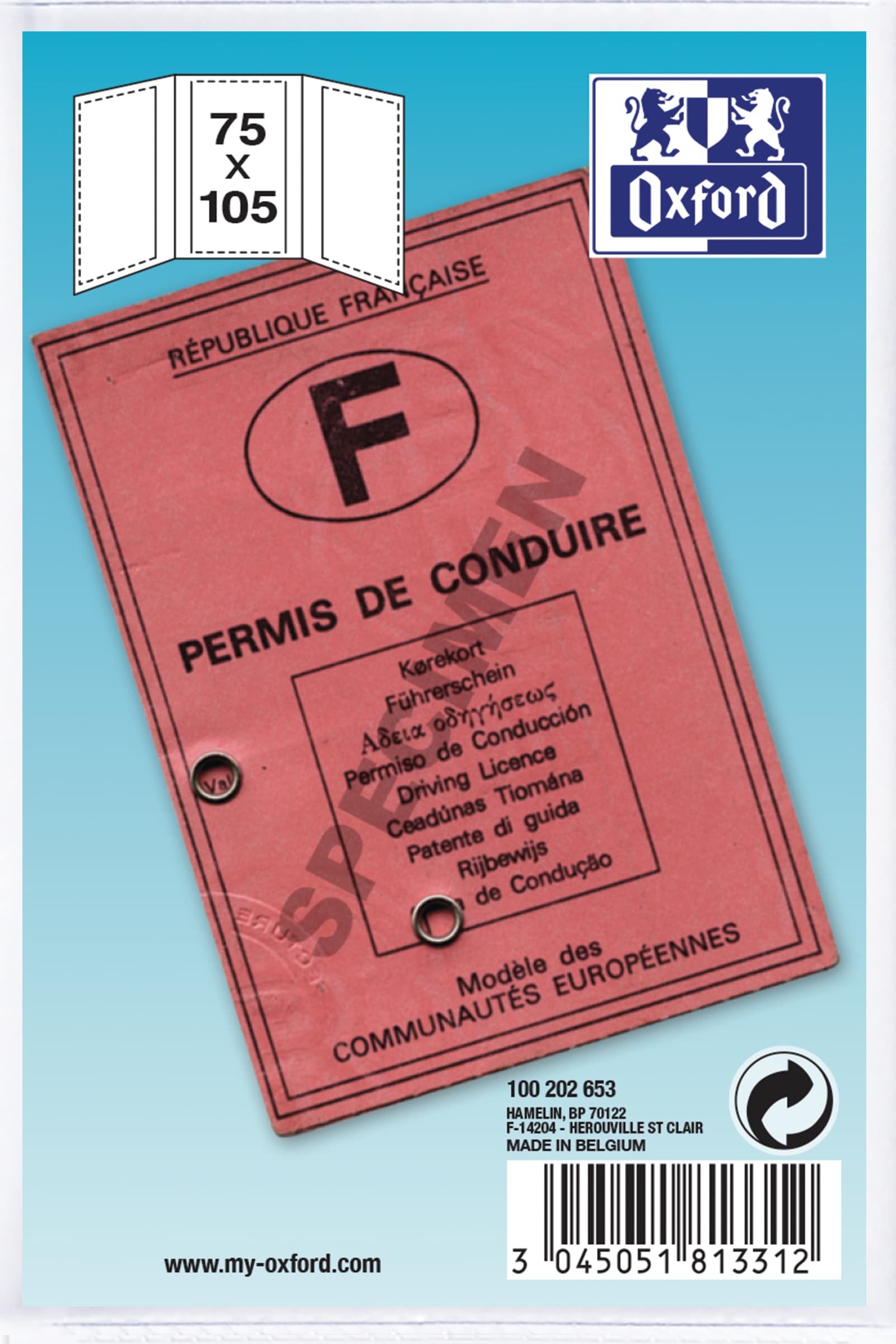 Oxford Ausweishülle, PVC, 3-fach, 0,20 mm, 75 x 105 mm