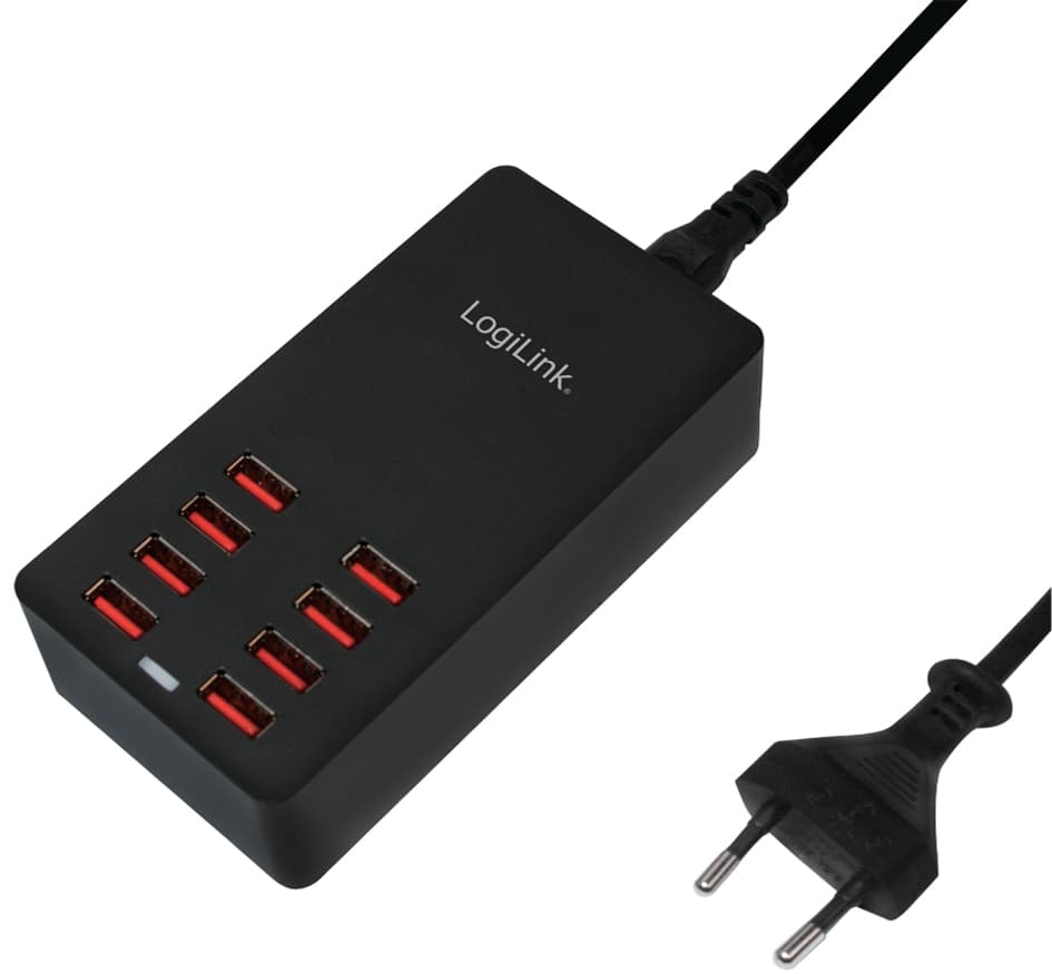 LogiLink USB-Tisch-Ladegerät, 8-Port, 44 Watt, schwarz