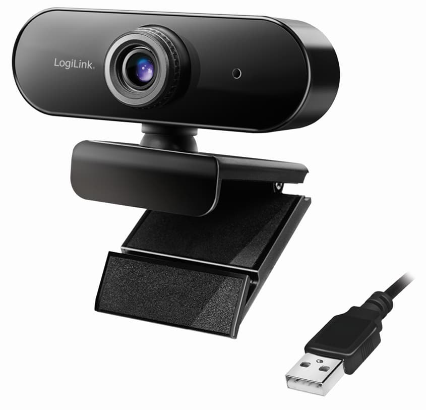 LogiLink Pro Full-HD-USB-Webcam mit Mikrofon, schwarz