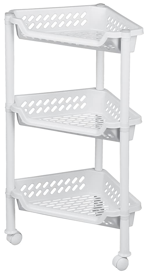 plast team Aufbewahrungs-Trolley, mit 3 Körben, weiß