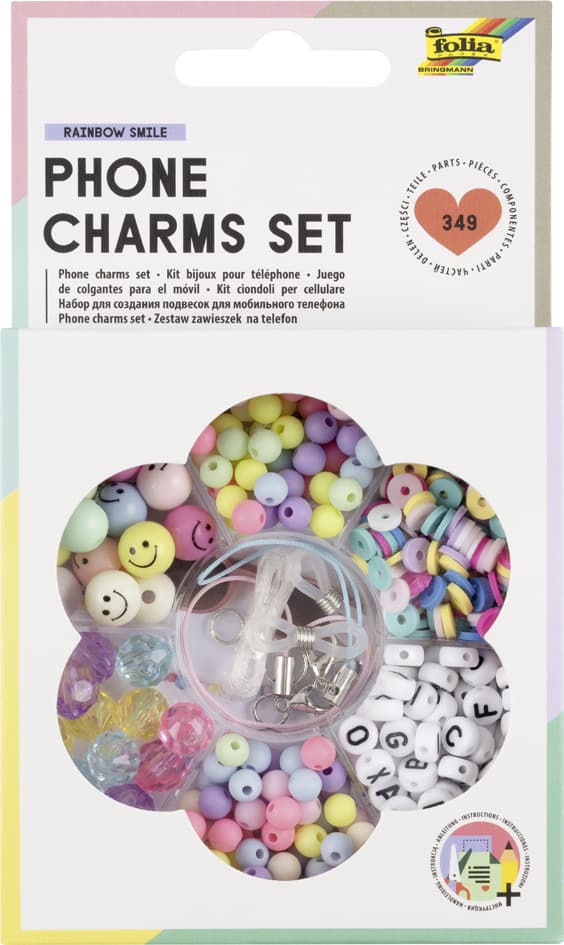 folia Perlen-Set Phone Charms RAINBOW SMILE, 349 Teile
