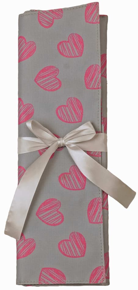 KLEIBER Häkelnadel-Tasche , Herzen, , grau/pink