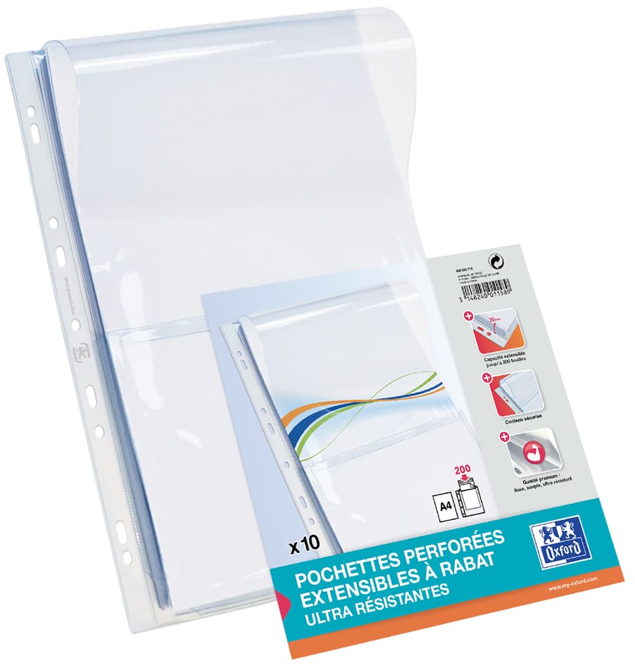 Oxford Prospekthülle mit Dehnfalten, DIN A4, PVC, 0,3 mm