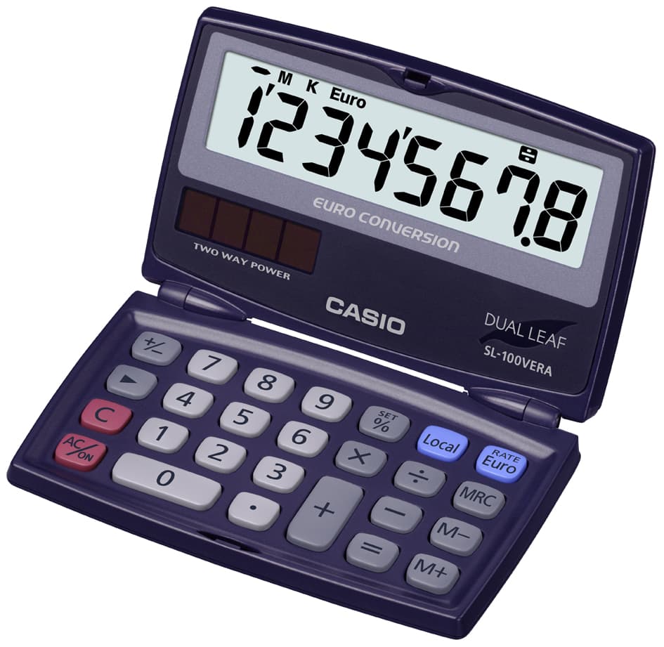 CASIO Taschenrechner SL-100 VERA, Solar-/ Batteriebetrieb