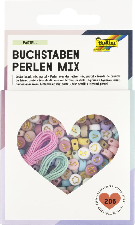 folia Buchstaben-Perlen Mix , PASTELL,