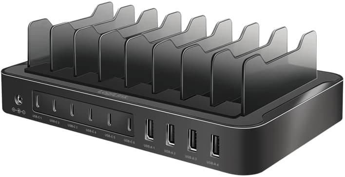 LogiLink USB-Ladestation, 4x USB-A & 6x USB-C, 120 Watt
