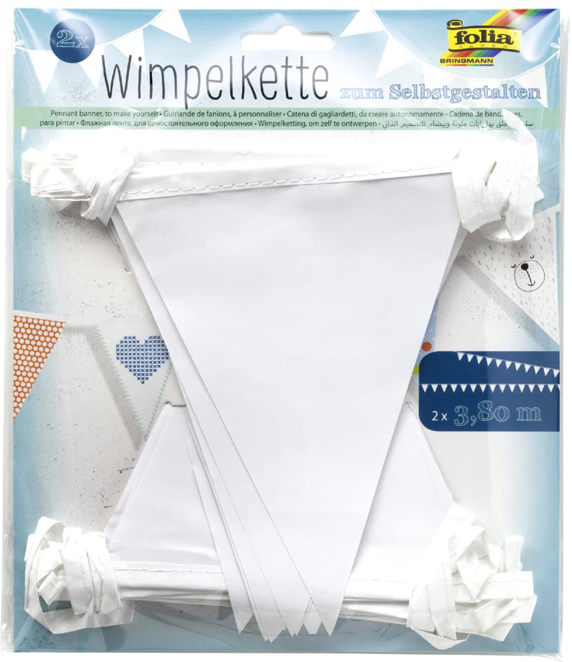 folia Wimpelkette , Basic, , Länge: 3,80 m, weiß