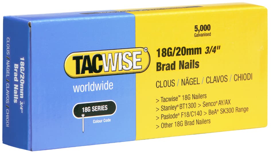 TACWISE Stiftnägel 18G/20 mm verzinkt, 5.000 Stück