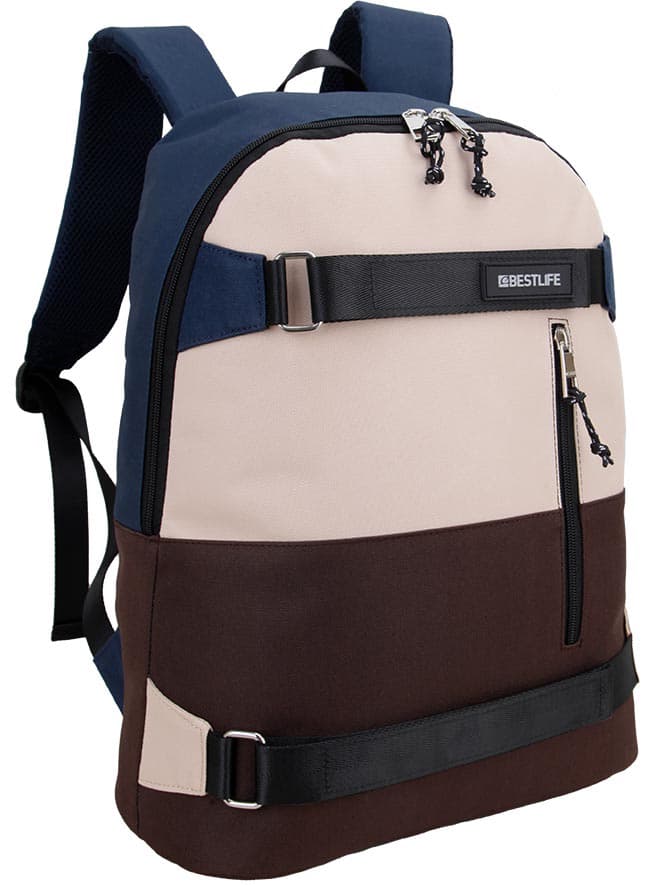 BESTLIFE Urban Notebook-Rucksack COL SKATE, blau/beige/braun