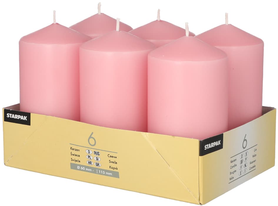 STARPAK Stumpenkerze, Durchmesser: 60 mm, altrosa