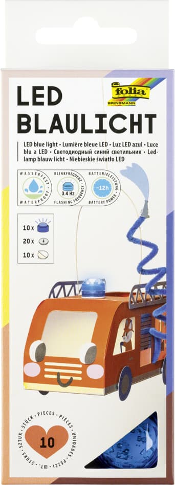 folia LED-Blaulicht, 10 Stück inkl. Batterien