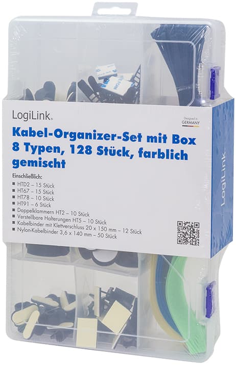 LogiLink Kabel-Organisations-Set, 128-teilig, in Box