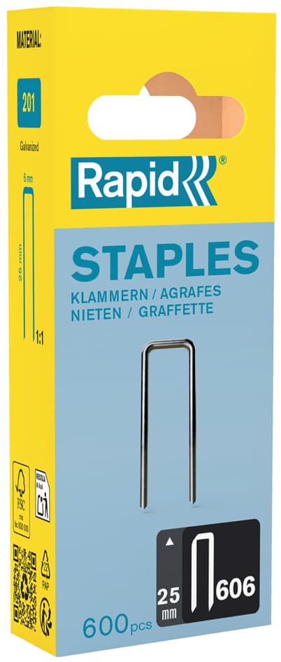 Rapid Schmalrückenklammern Typ 606, 25 mm, Kleinpackung