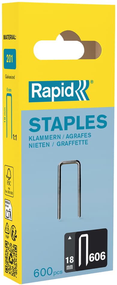 Rapid Schmalrückenklammern Typ 606, 18 mm, Kleinpackung